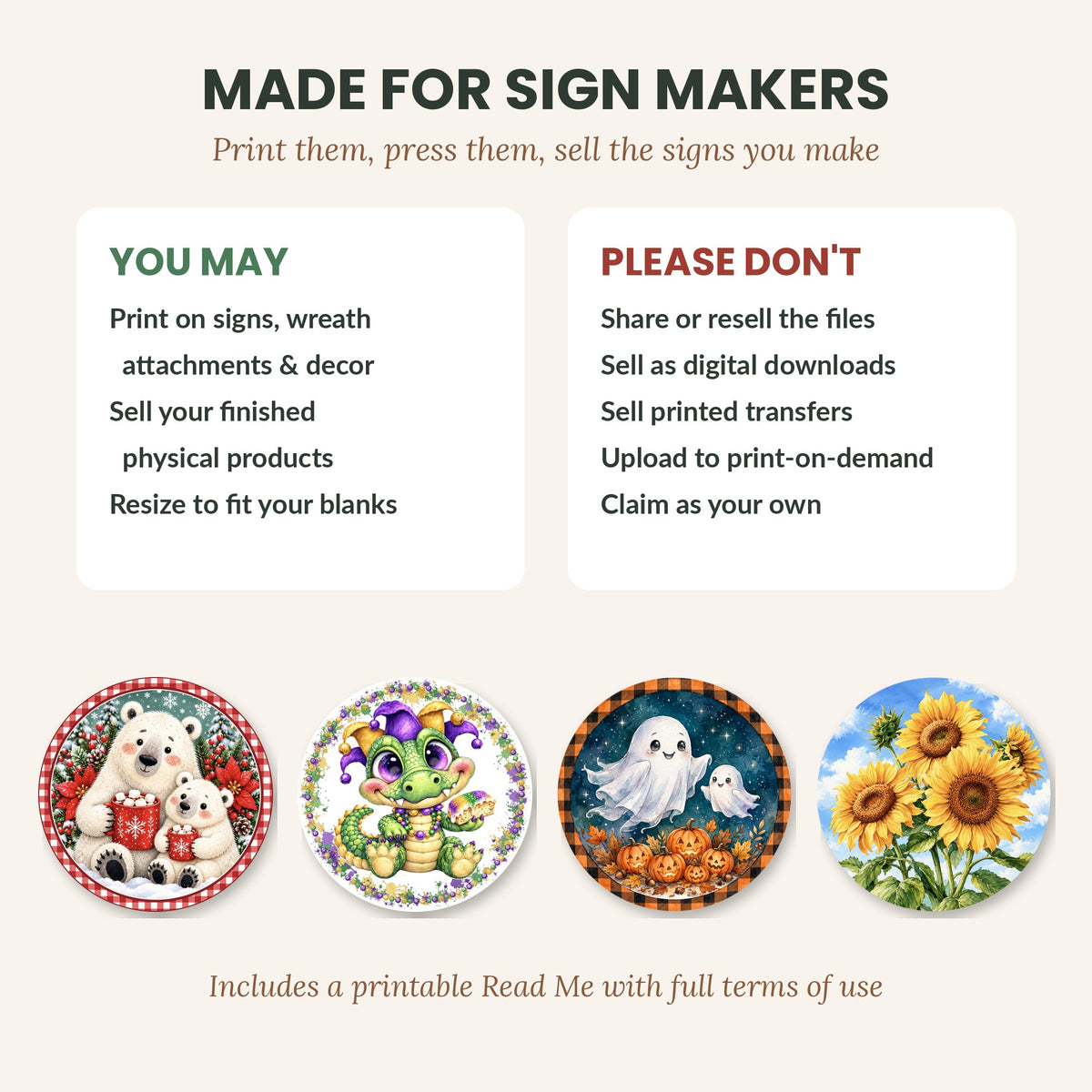 50 Round Wreath Sign Designs Bundle – Digital Download PNG