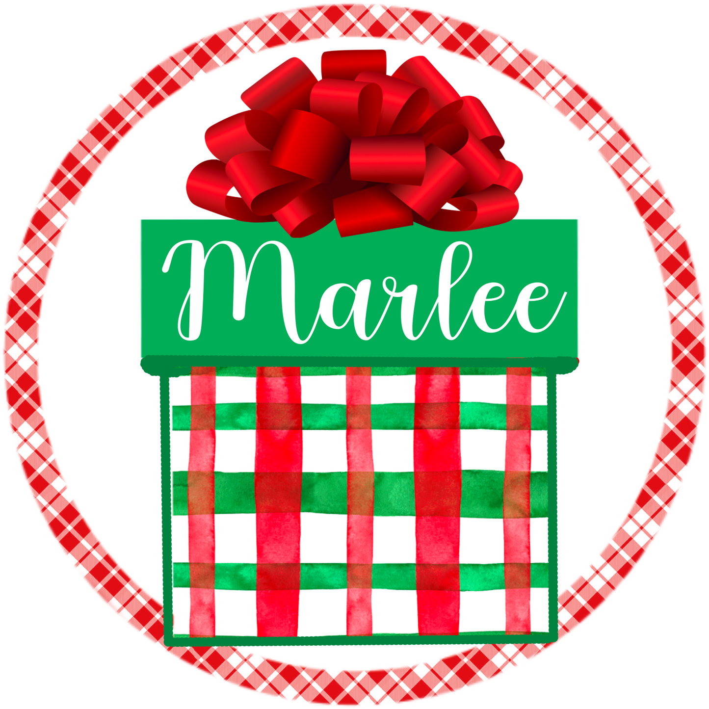 Grandkids 3" Name Plate for Grandkids Are the Best Gifts - Festive Metal Sign | Christmas Gift for Grandparents | Holiday Decor with Red Plaid Border and Presents