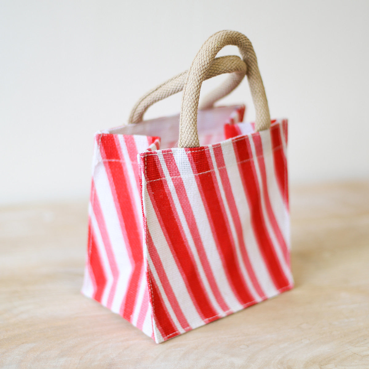 Personalized Jute Gift Tote Bag - Large Reusable Gift Bag with Handles - Candy Cane Stripe Gift Wrap for Valentine's Day, Christmas, or Birthday