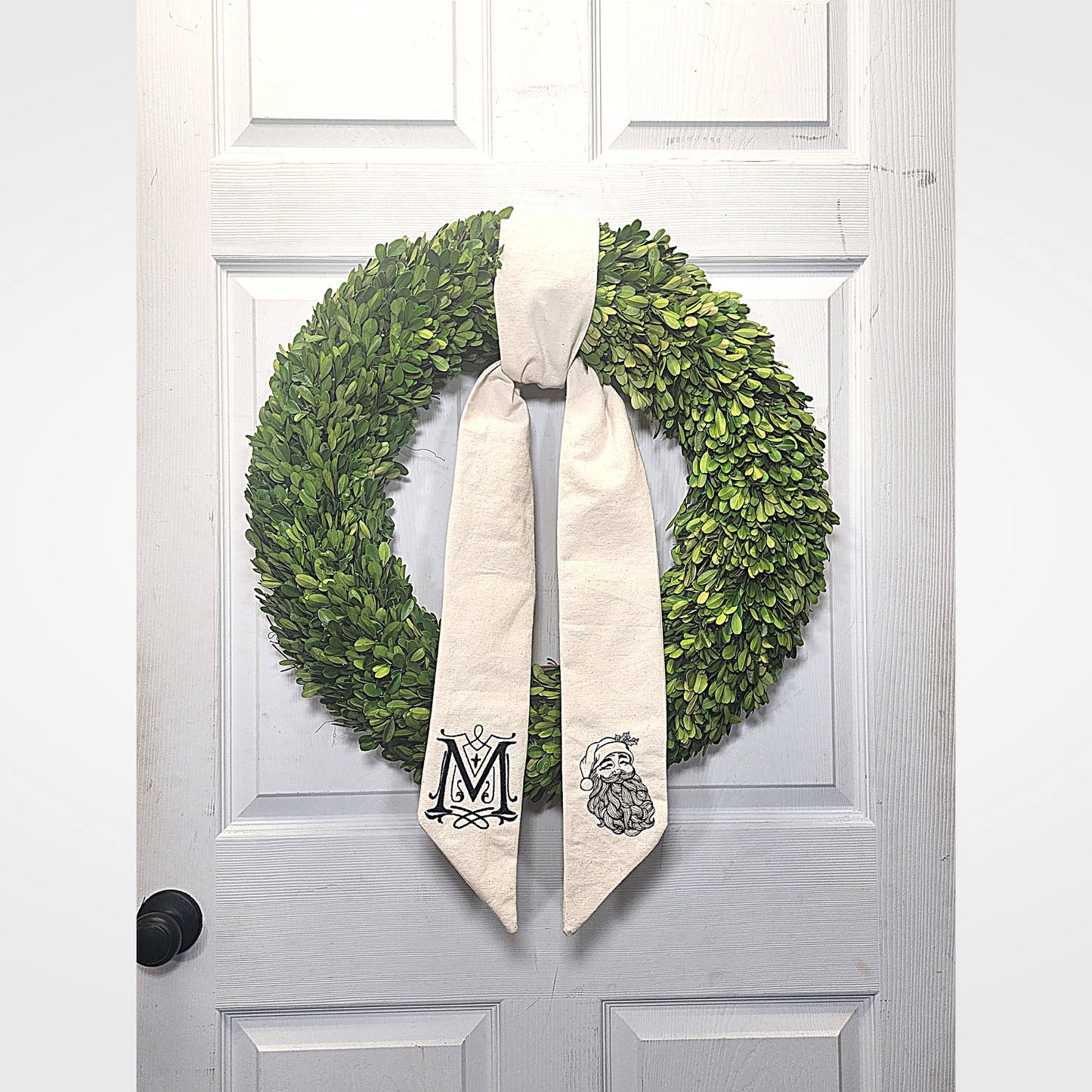 Canvas Monogrammed Wreath Sash
