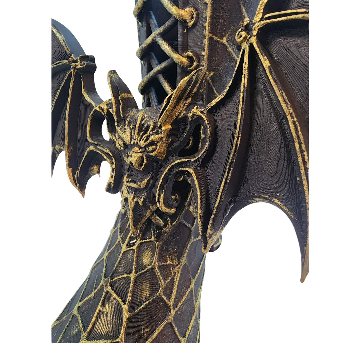 Gothic Witch Boot Vase with Bat Wings — Hand-Painted Halloween Vase Container