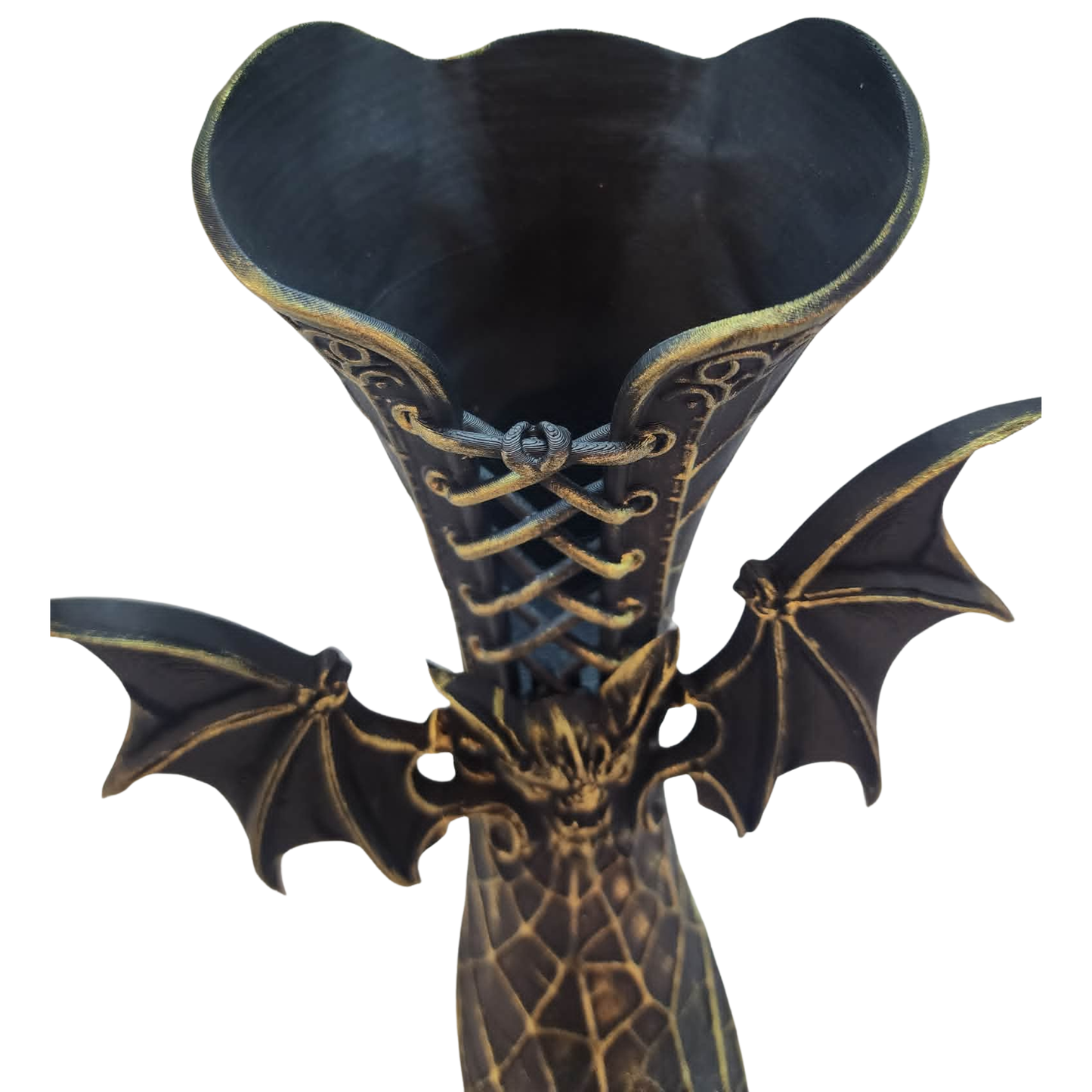Gothic Witch Boot Vase with Bat Wings — Hand-Painted Halloween Vase Container