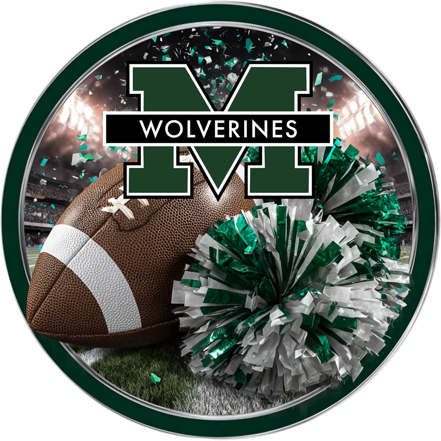 High School Football Mascot Metal Signs – 8”, 10”, & 12” Rounds