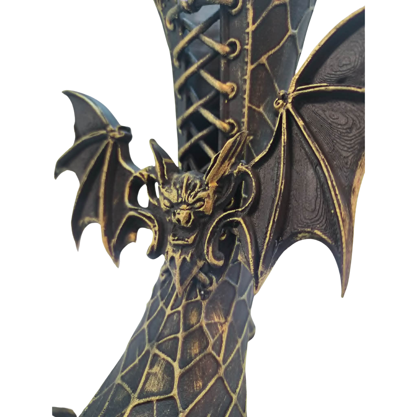Gothic Witch Boot Vase with Bat Wings — Hand-Painted Halloween Vase Container