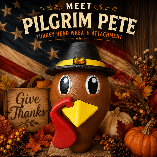 Pilgrim Pete Turkey Head Wreath Attachment | 3D Printed & Hand Painted