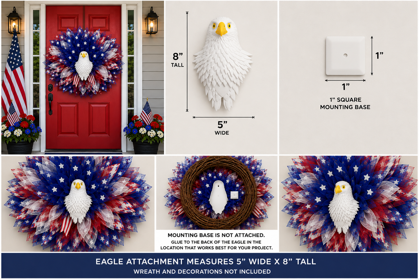 Original 3D Printed Eagle Head Wreath Attachment