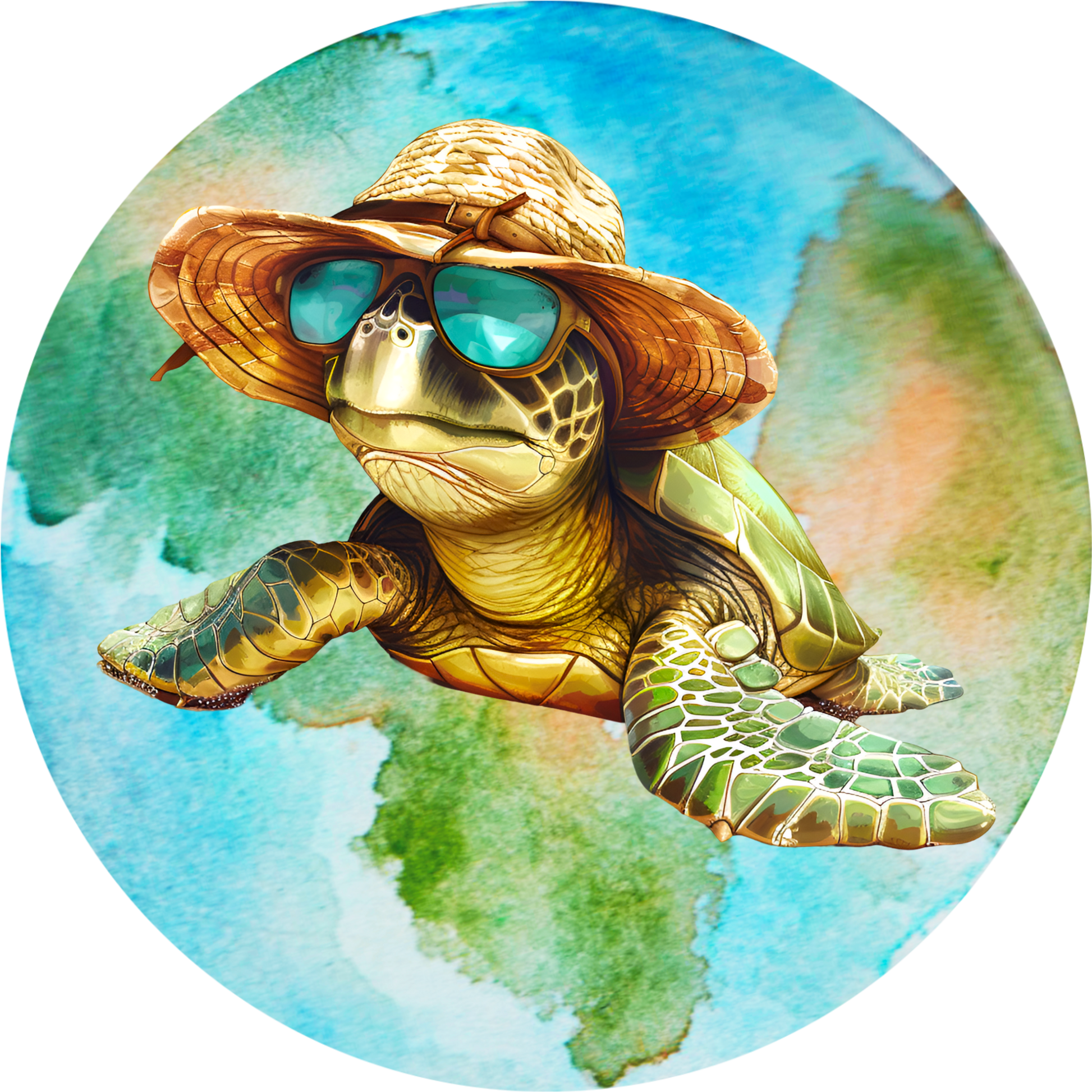 turtle goggles Cool Sea Turtle with Hat and Glasses Summer Sign