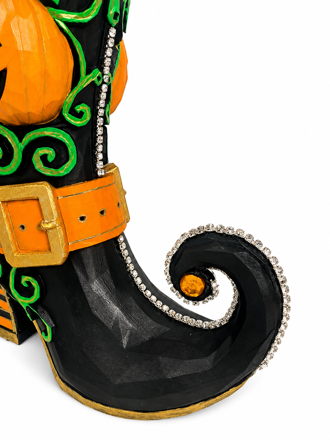 Pumpkin Hollow Witch Boot | Hand-Painted Bedazzled Halloween Floral Container – First Release, Only 10 Available