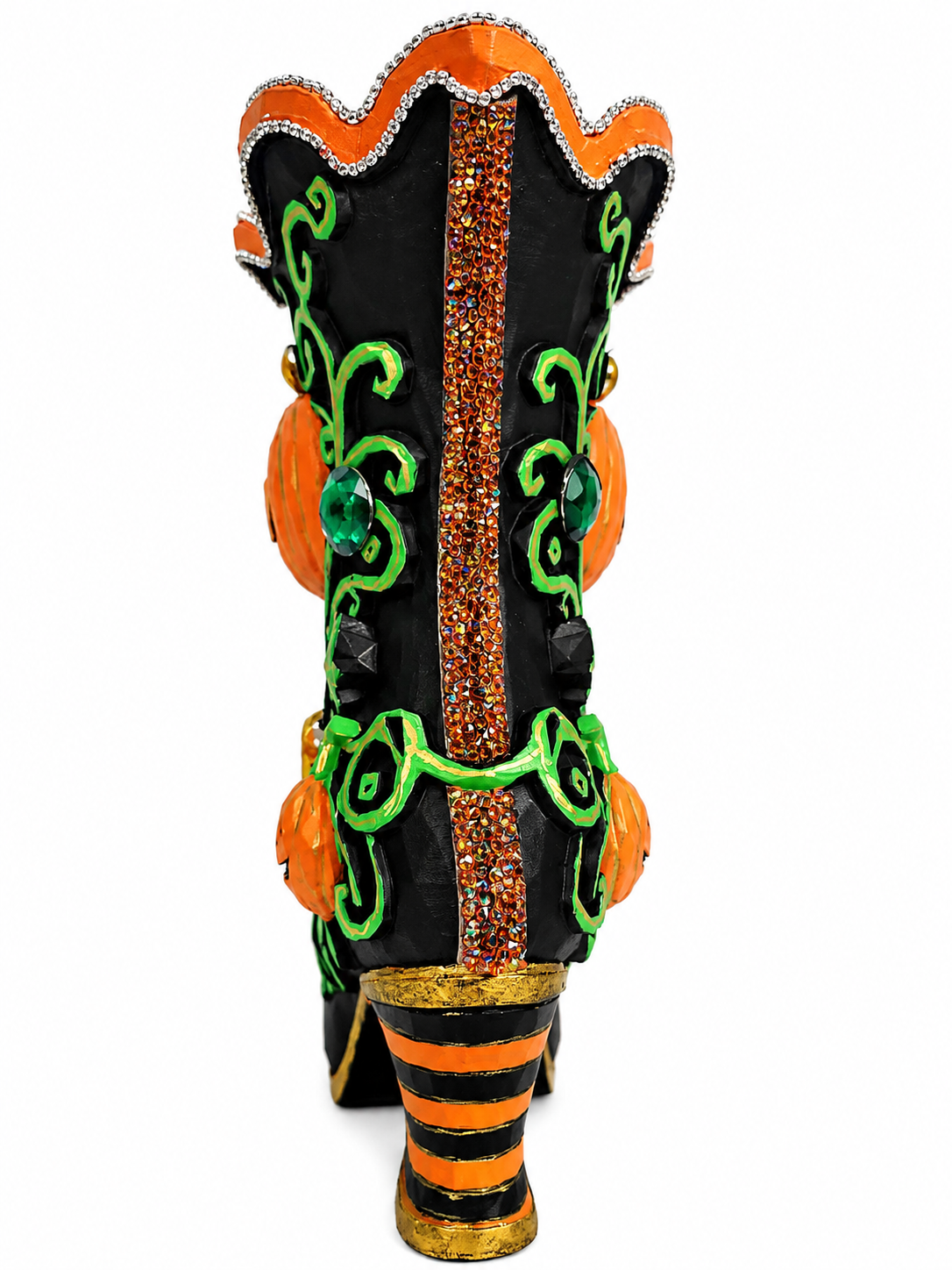 Pumpkin Hollow Witch Boot | Hand-Painted Bedazzled Halloween Floral Container – First Release, Only 10 Available