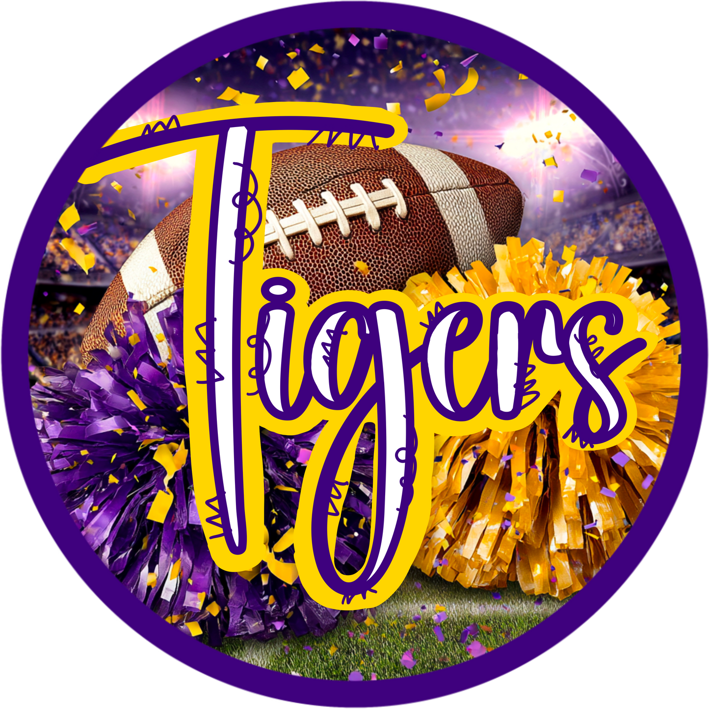 High School Football Mascot Metal Signs – 8”, 10”, & 12” Rounds