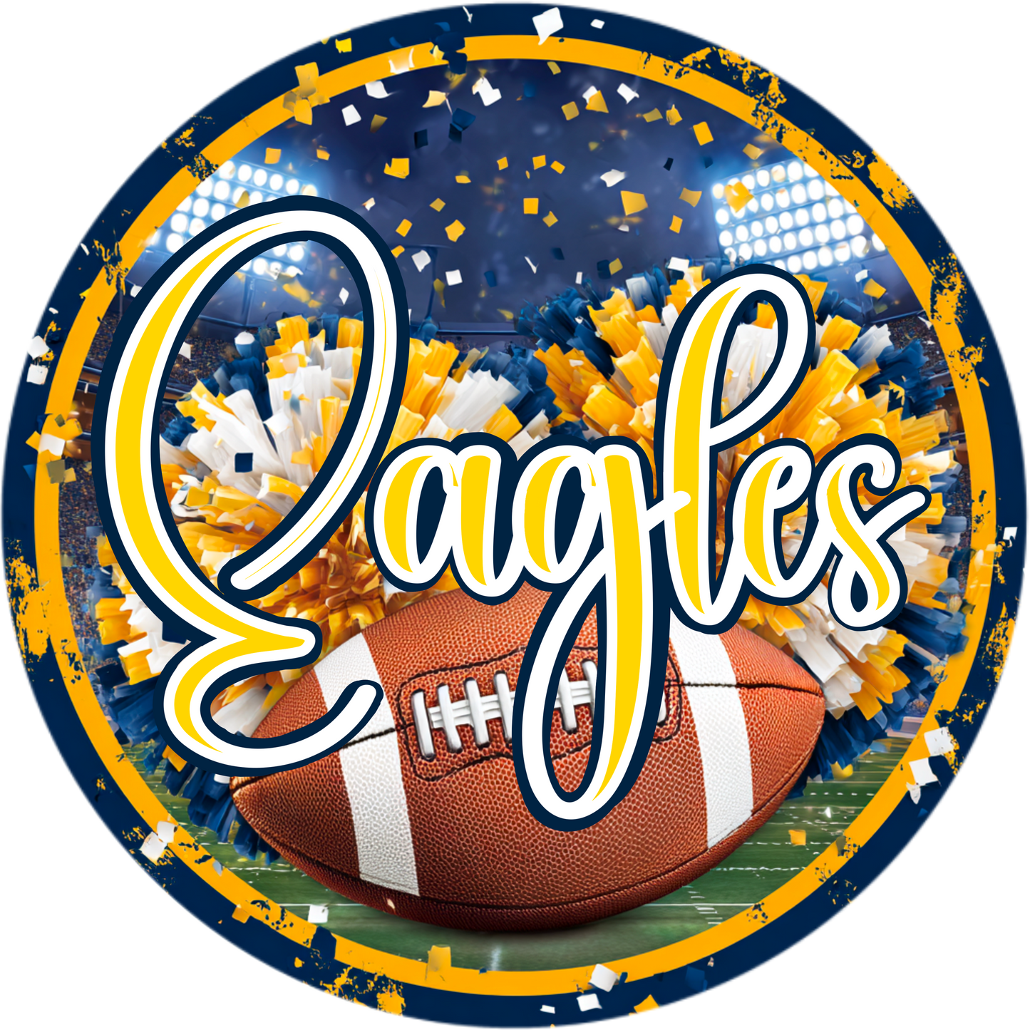 High School Football Mascot Metal Signs – 8”, 10”, & 12” Rounds