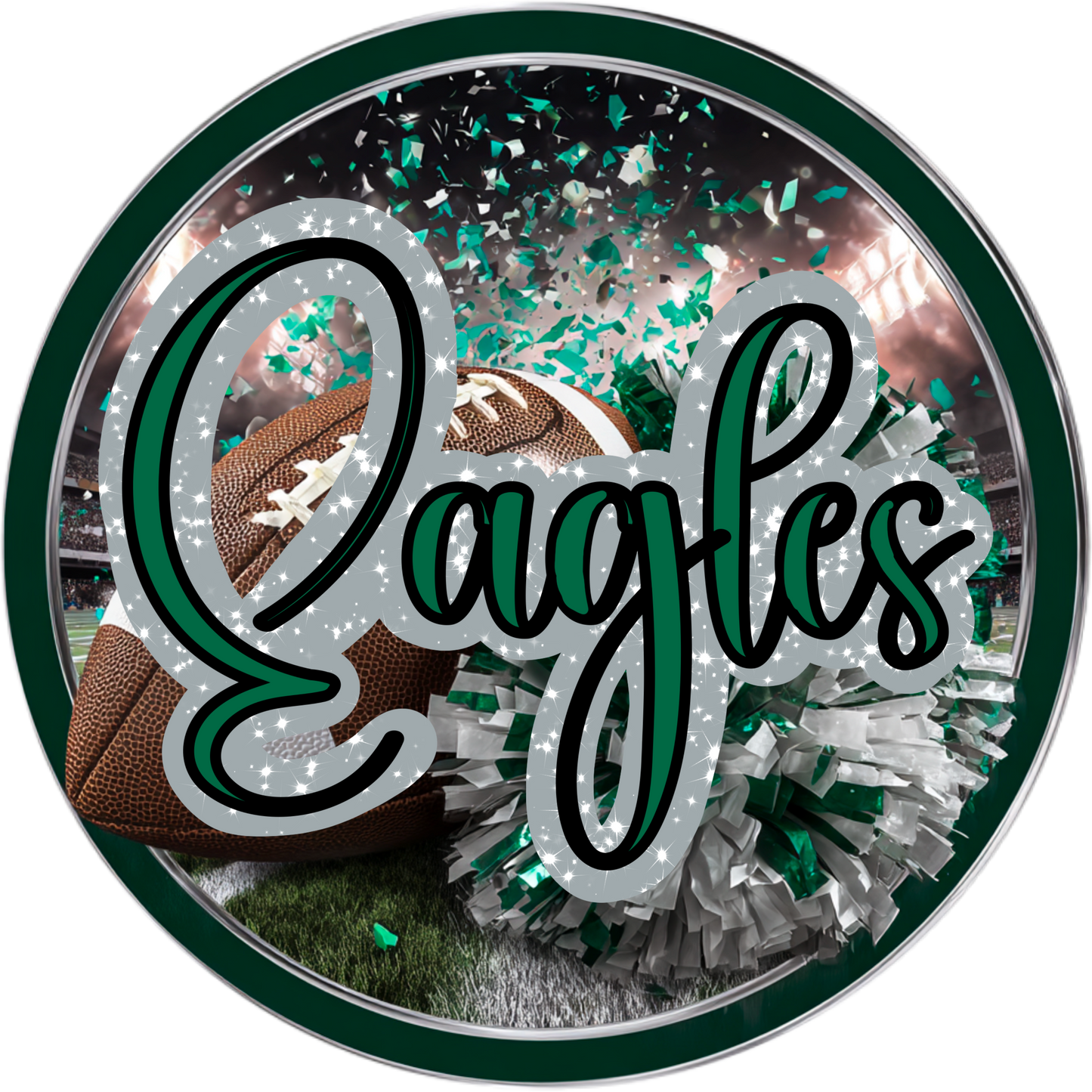 High School Football Mascot Metal Signs – 8”, 10”, & 12” Rounds