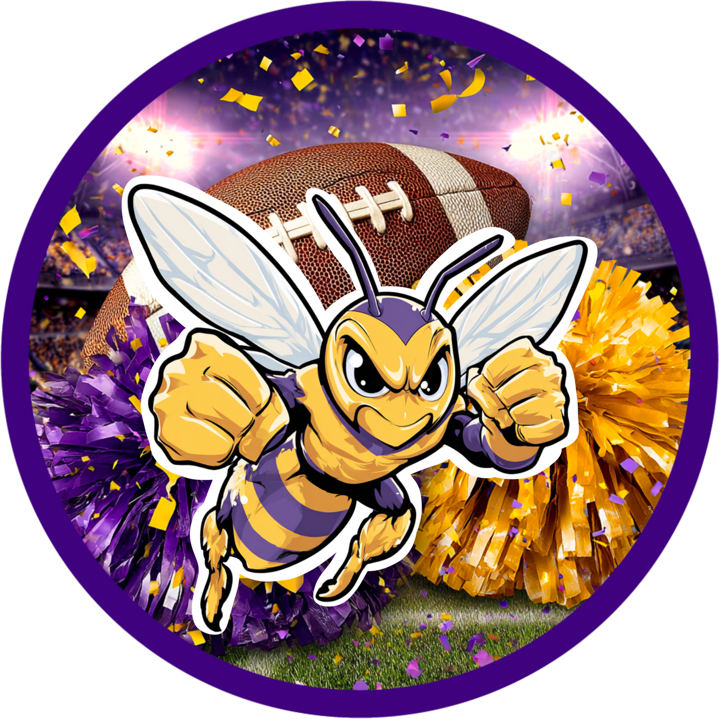 High School Football Mascot Metal Signs – 8”, 10”, & 12” Rounds