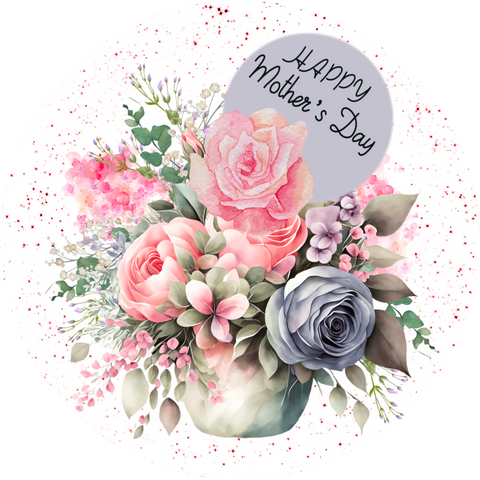 Happy Mother's Day Floral Metal Wreath Sign