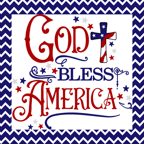 God Bless America Square Sublimated Sign with Cross