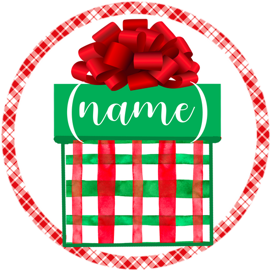 Grandkids 3" Name Plate for Grandkids Are the Best Gifts - Festive Metal Sign | Christmas Gift for Grandparents | Holiday Decor with Red Plaid Border and Presents