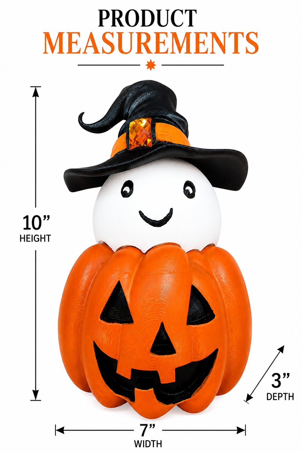 Peek-a-Boo Pumpkin Ghost Wreath Attachment | 10" Halloween 3D Printed Decor