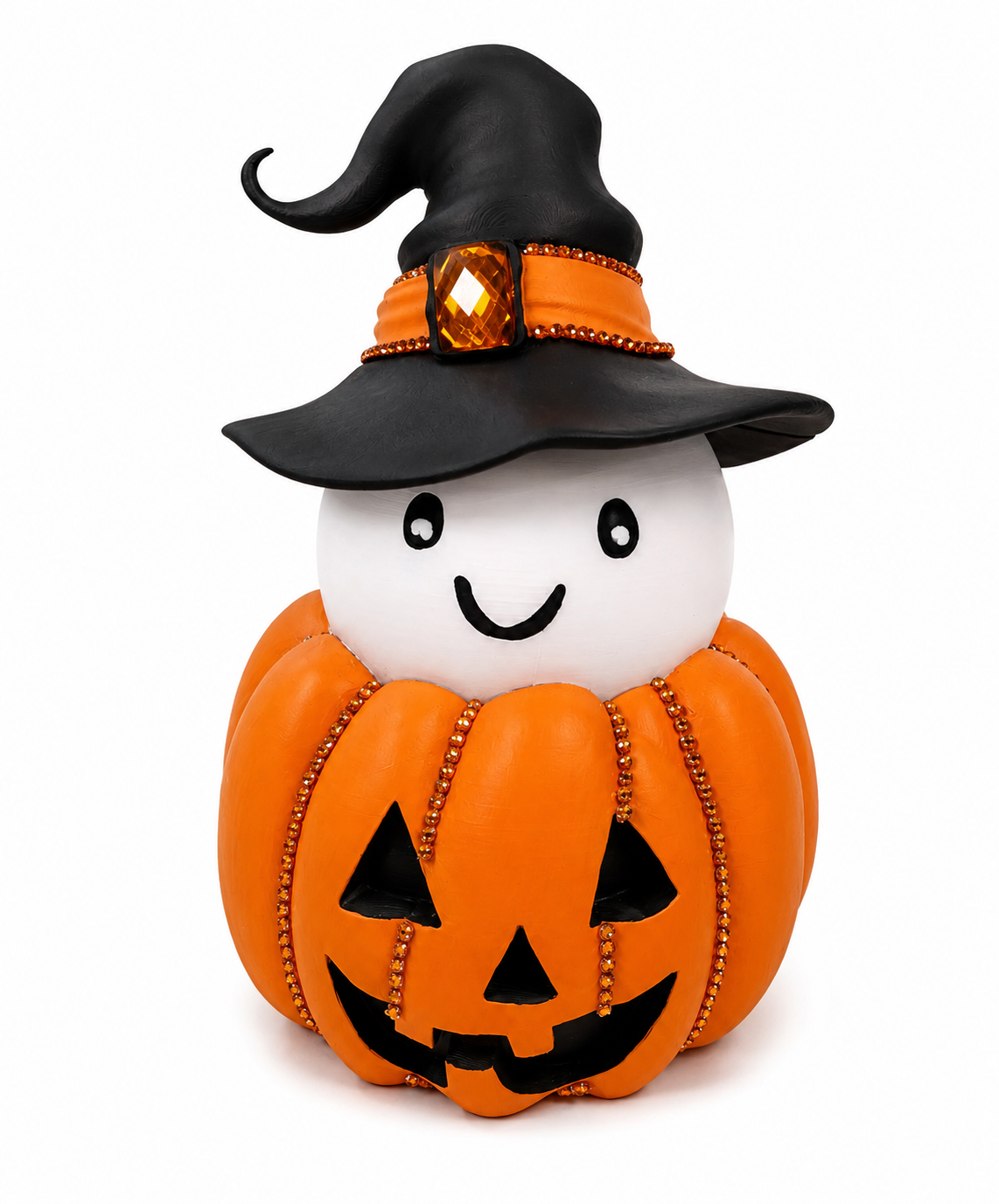 Peek-a-Boo Pumpkin Ghost Stack Tabletop Decor, 10" Halloween Ghost Pumpkin Decor, 3D Printed Shelf & Mantel Decoration, Original Design by Terri Marshall