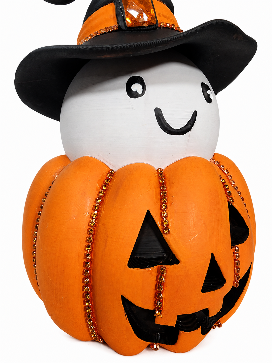 Peek-a-Boo Pumpkin Ghost Stack Tabletop Decor, 10" Halloween Ghost Pumpkin Decor, 3D Printed Shelf & Mantel Decoration, Original Design by Terri Marshall