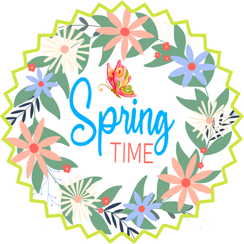 Spring Time Wreath Sign, Metal Round Sign, Floral Wreath Sign