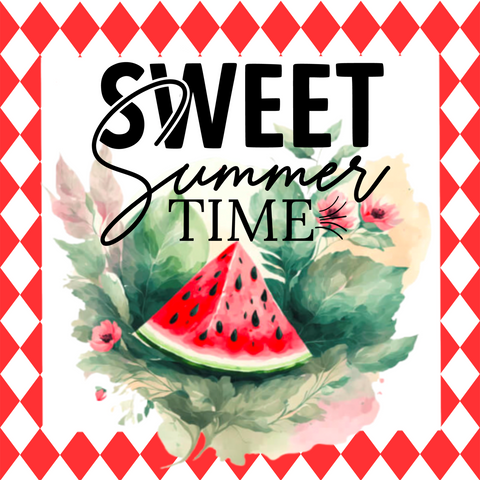 Sweet Summertime Watermelon Square Wreath Sign