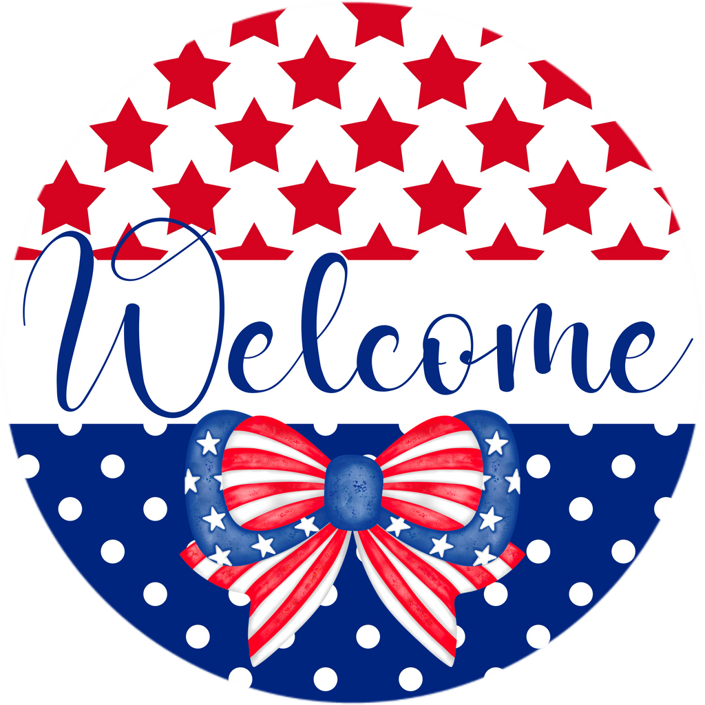 Patriotic Welcome Sublimated Wreath Sign
