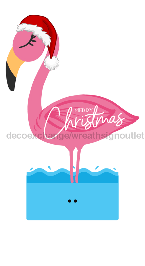 Bow Backer, Christmas Flamingo Bow Backer, wood sign, BB-W-0015, 13" wreath sign