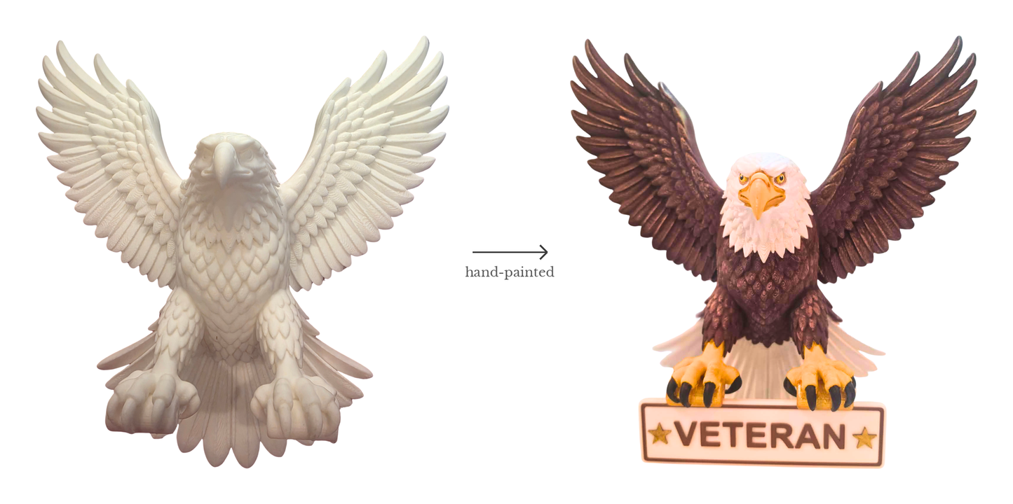 Hand-Painted Bald Eagle Sculpture | Patriotic Wreath Attachment & Military Branch Tribute | Veteran Gift