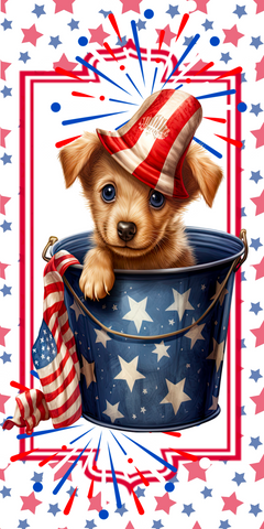 Patriotic Puppy in a Bucket Sublimated Sign