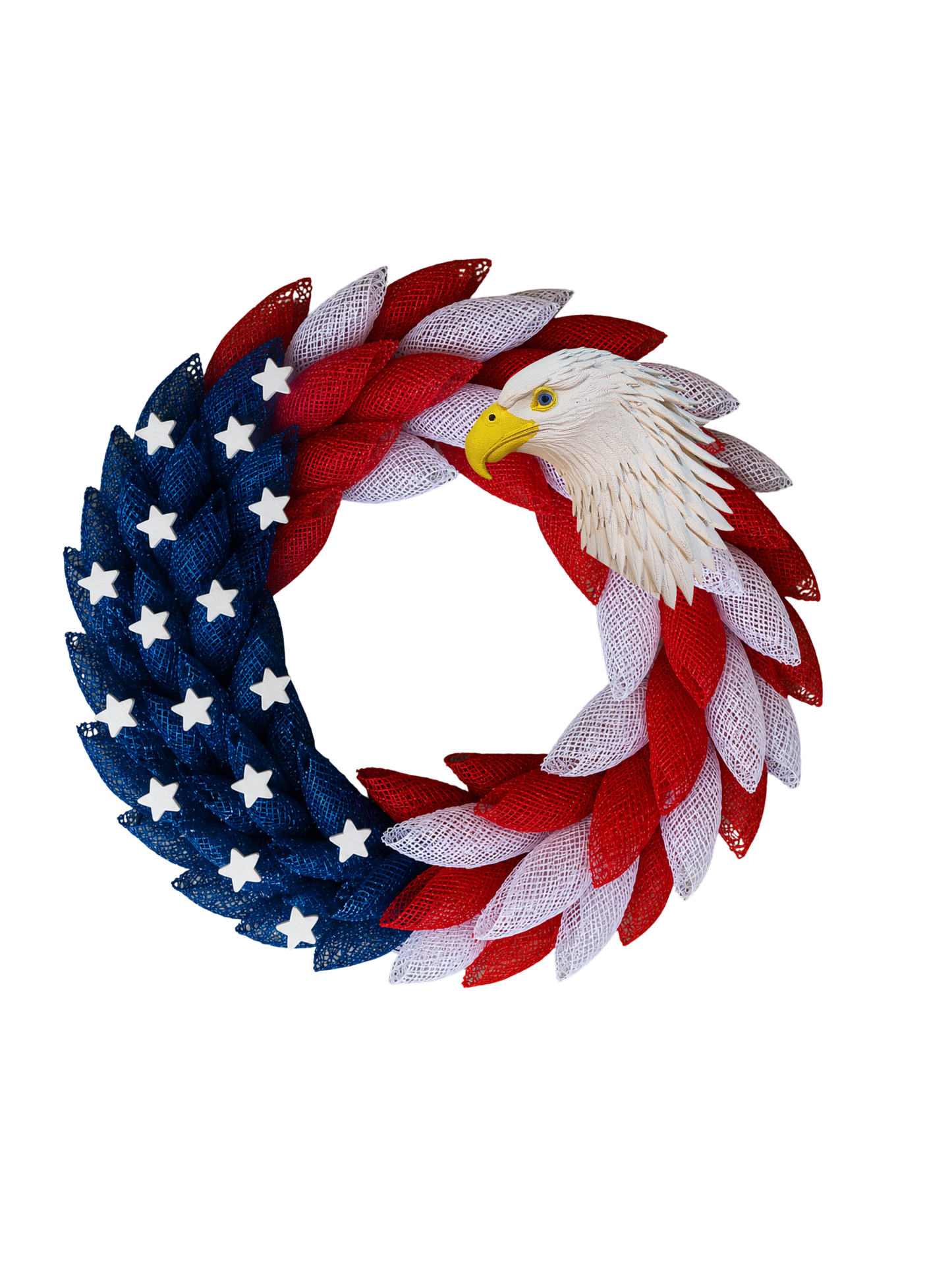 Left-Facing Bald Eagle Head Wreath Attachment | Patriotic 3D Printed Americana Decor | Memorial Day | Fourth of July | Veterans Day