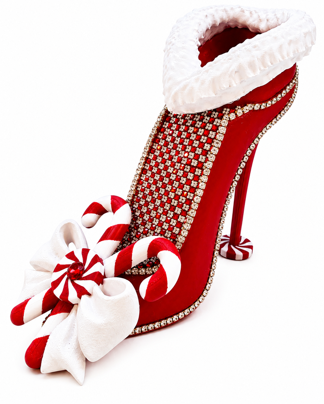 Peppermint Kiss Christmas Stiletto | 3D Printed Holiday Floral Container