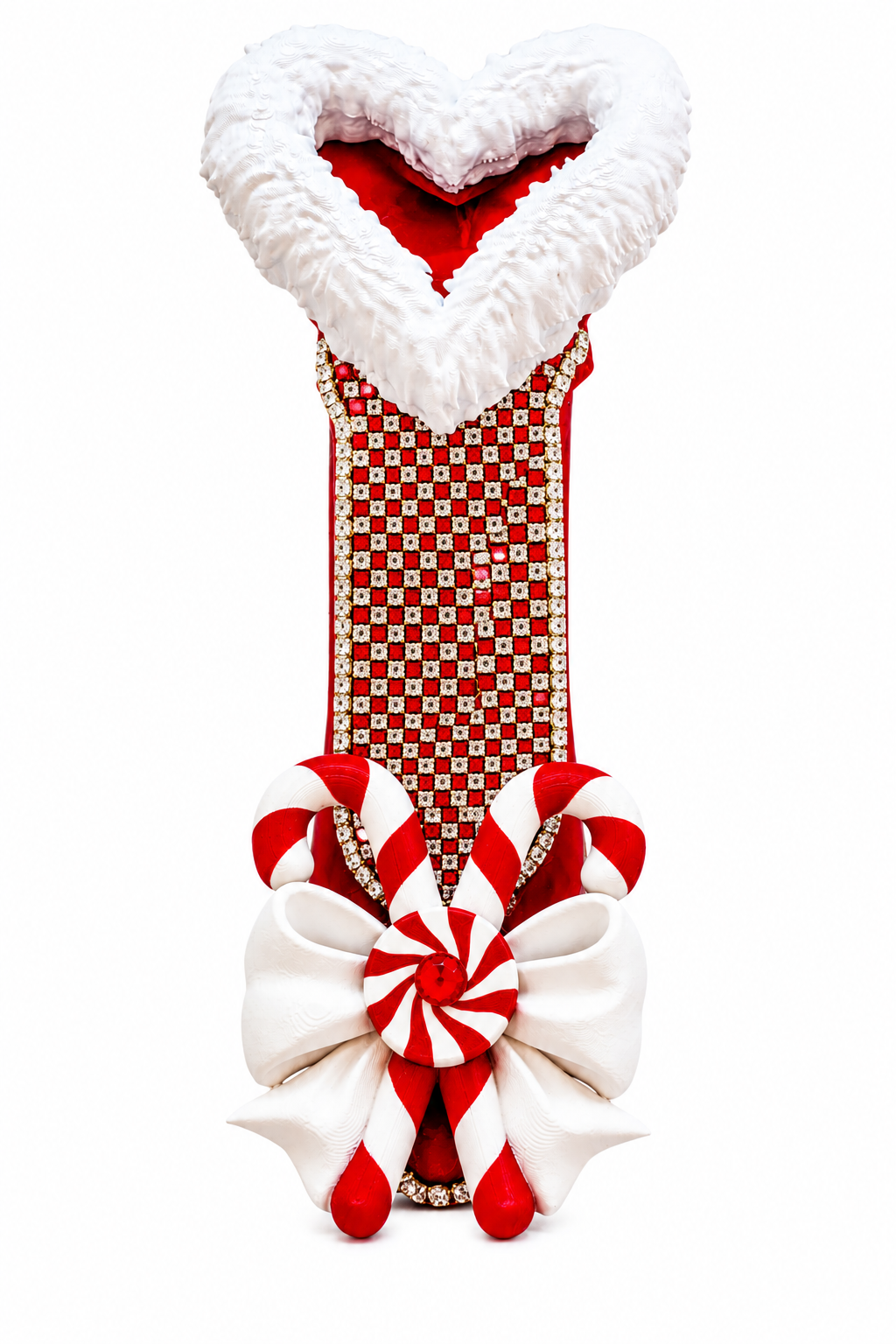Peppermint Kiss Christmas Stiletto | 3D Printed Holiday Floral Container