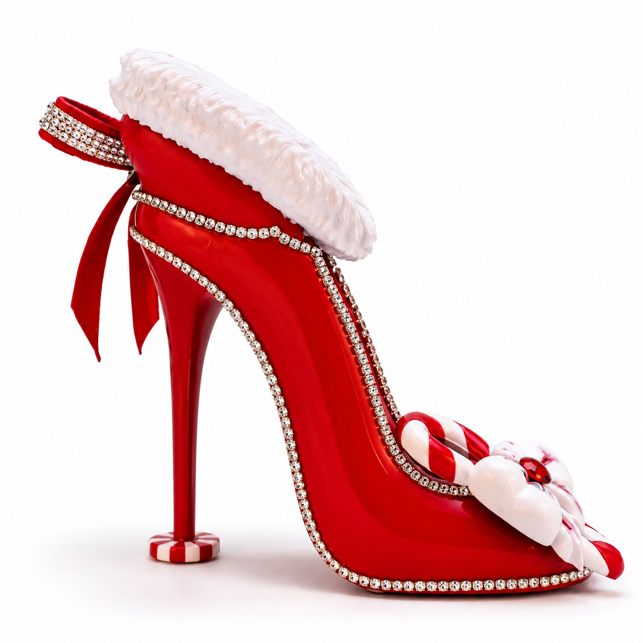 Peppermint Kiss Christmas Stiletto | 3D Printed Holiday Floral Container