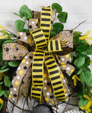 Bee Happy Metal Sign Grapevine Wreath