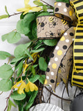 Bee Happy Metal Sign Grapevine Wreath