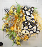 Fabric Daisy Bunny Deco Mesh Wreath