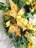 Sunflower Daisy Welcome Wreath