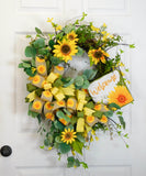 Sunflower Daisy Welcome Wreath
