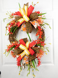 Fall Double Bow Grapevine Wreath