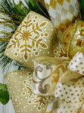 Glitzed Silver Gold Snowflake Wreath