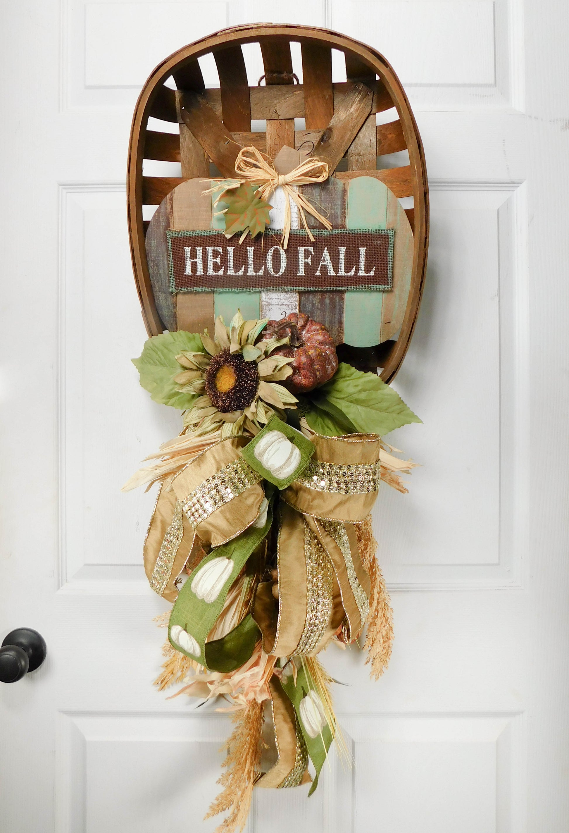 fall tobacco basket New Floral Pumpkin Farmhouse Wreath Autumn Home Decor These are great for creating a centerpiece or wall display with a touch of rustic farmhouse charm Rustic Hello Fall Tobacco Basket