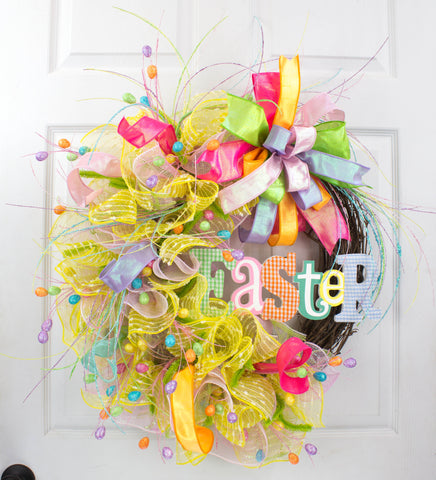 Gingham Easter Sign Wreath