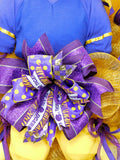 Purple and Gold Football Player Wreath