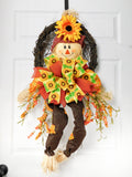 Happy Sunflower Scarecrow Fall Wreath