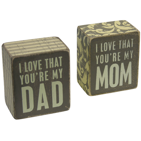 I Love Mom or Dad Box Sign