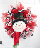 Christmas Snowman Deco Mesh Wreath