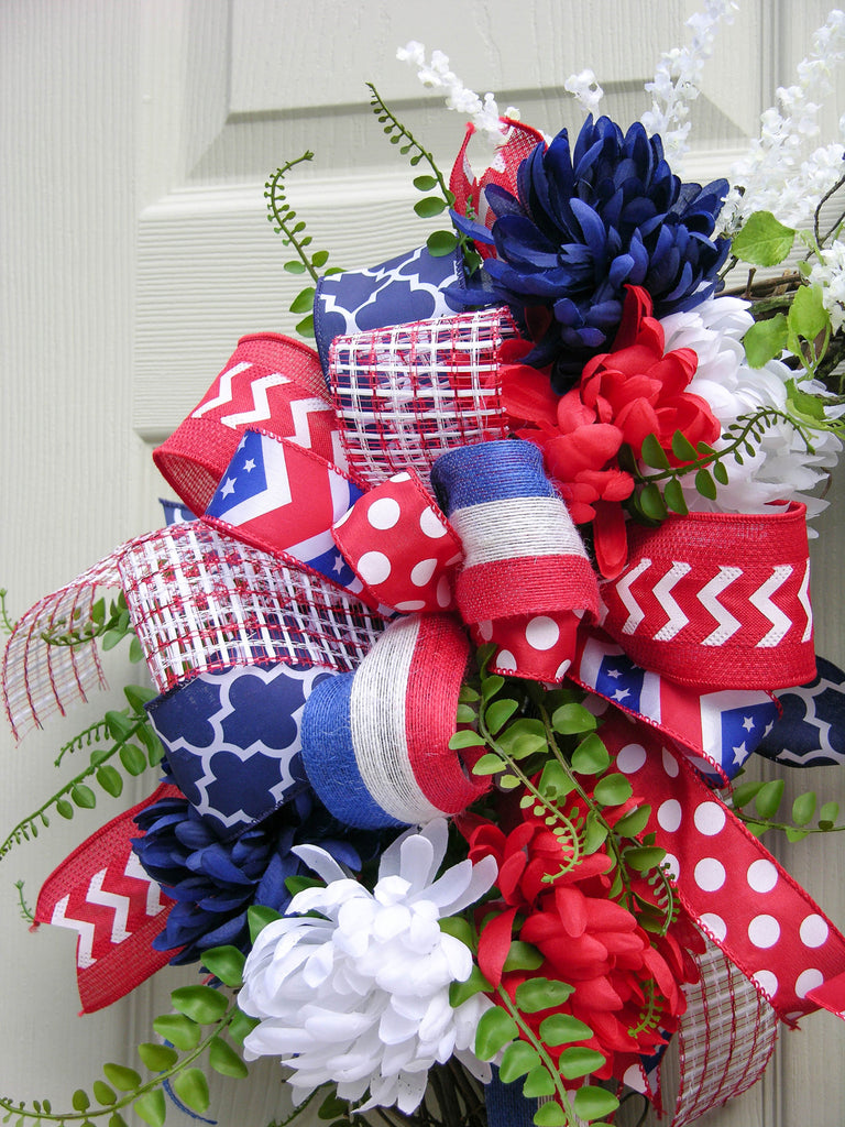 Pompotops 2023 New 11.8-Inch Rustic Red White And Blue Patriotic Fabric  Front Door Wreath With Metal Star Bow – Americana Decoration – Indoor  Outdoor 4th Of July Home Decor 
